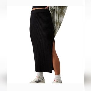 American Eagle Sweater Knit Black Ribbed Pencil Skirt Size S